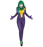 Mad Joker Damen Kostüm Jackett Weste Hose Bluse Handschuhe, Größe:M