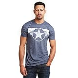 Marvel Herren Captain America Schild Logo T-Shirt, Heather Navy, XL