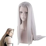 Sephiroth Perücke, FF7 Sephiroth Perücke, langes silbernes glattes...
