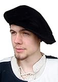 Mittelalterliches Barett aus Samt, schwarz - LARP - Landsknecht