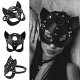 SINSEN Frauen Leder Katze Maske Sexy Half Face Eyemask Cosplay Kostüm...