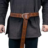 HiiFeuer Mittelalterlicher geprägter PU-Leder-O-Ring-Gürtel,...