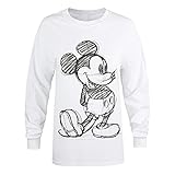 Disney Damen Mickey Sketch T-Shirt, weiß, M