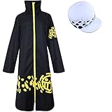 One Piece Trafalgar Law Cosplay Kostüm Mantel Hut Anime Umhang...