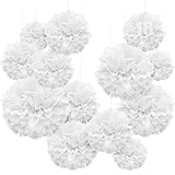 WEARXI Hochzeit Hochzeitsdeko Vintage Lampions, 18 er Pompons Deko...