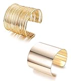 JeweBella 2 Stück Manschette Armreif Damen Gold/Silber Manschette...