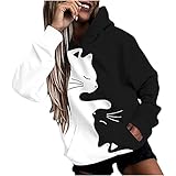 Hoodies Kapuzenpullover Damen Patchwork Langen Ärmeln Pullover Anime...