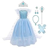 IWEMEK 7tlg Mädchen Eiskönigin ELSA Kostüm Schneekönigin...