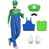 Formemory Mario Kostüm Luigi Kostüm Set,5 Pcs Mario und Luigi...