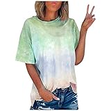 Tshirt Damen Tie Dye T-Shirt Damen Bunt Batik Shirt Rundhals Kurzarm...
