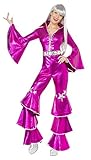 1970er Tanz-Traum Damenkostüm Rosa enthält Schnür-Jumpsuit, Medium