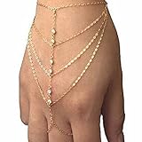 Yheakne Boho Fingerring Armbinde Gold Strass Sklave Kettenarmband...