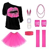 Aomig 80 Jahre Kostüm Zubehör Set, 8PCS T-Shirt Tutu Stirnband...