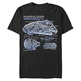 Star Wars Herren Sketchmatic Falcon T-Shirt, schwarz, 4XL