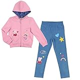 Peppa Wutz Pig Mädchen Set Sweatjacke und Leggings (Rosa, 98-104)