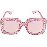 VALICLUD Quadratische Übergroße Sonnenbrille für Frauen Funkelnd...