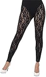 Smiffys Damen 80er Spitzen Leggings, Schwarz, Einheitsgröße EU