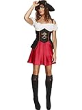 Fever Damen Piratin Kostüm, Kleid mit Unterrock, Hut und...