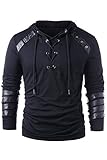 helymore Herren Kordelzug mit Kapuze, Steampunk, Gothic, Langarm, für...