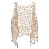 Berax Damen Weste Cardigan Sommer Hippie Gilet Häkeln Hohl Spitze...