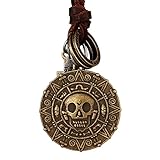 DonDon Herren Halskette aus Leder braun mit messingfarbenen...