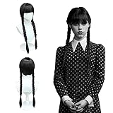 Wednesday Addams Perücke für Kinder Damen, Wednesday Addams Lange...