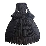 FRAUIT Damen Vintage Mittelalterlichen Kleid Gothic Cosplay Kleid mit...