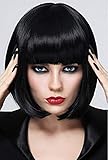 Mildiso Kurze Bob Schwarz Haar Perücken Gerade mit Flach Pony...