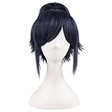 MapofBeauty 12'/30cm Kurze Gerade Damen Zopf Perücke (Schwarz blau)
