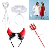 OUMDON 4 Stücke Engel und Teufel Hörner Stirnband Set, Karneval...
