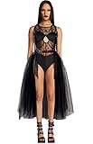 keland Punk Leder Harness Gürtel Abnehmbare Schleppe Gothic Tüll...