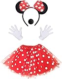 iZoeL Damen Maus Mouse Kostüm Rot Tutu mit weiß Gepunktet +...