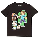 Minecraft Steve and Friends T Shirt, Kinder, 116-182, Schwarz,...