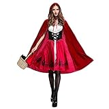 IMEKIS Damen Rotkäppchen Kostüm Erwachsene Halloween Karneval...