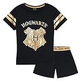 Harry Potter Schlafanzug Damen Sommer Kurz (Schwarz, M)