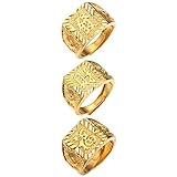 JewelryWe Schmuck 3pcs Herren-Ring Vergoldet Reich/Glück/Reichtum...