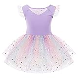 IMEKIS Kind Mädchen Regenbogen Ballettkleid Fliegenhülse Pailletten...