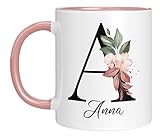 Personalisierte Tasse - Namens-Tasse mit Blumen Motiv - mit Ihrem...