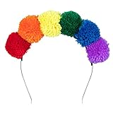 Boland 44730 - Pompon-Tiara Regenbogen, Haarreif mit mehrfarbigen...