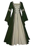 Feynman Damen Mittelalterliche Kleid mit Trompetenärmel, Mittelalter...