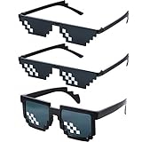 Frienda 3 Paare Pixel Sonnenbrillen Schläger Sonnenbrillen Kunststoff...