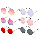6 Paar Partybrille Neon Farben Runde Hippie Brille John 60's Stil...