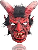 Lucifer Maske Gruseliger Demon Krampus Ziege Kopfbedeckung Erwachsene...