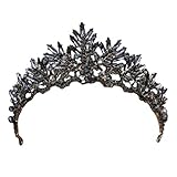 Frcolor Vintage Barock Krone Hochzeit Braut Stirnband Schwarz Kristall...