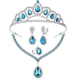 Hifot Schmuck Set Krone Halskette Ohrclips Ringe für Damen Kinder,...