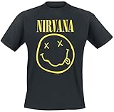 Live Nation Herren T-Shirt, Nirvana - Smiley, Schwarz (Black), M