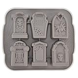 Grabstein-Silikonform, 6-Gitter-Eisform, Grau, Halloween, Totenkopf,...