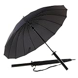 Japanwelt Samurai Regenschirm I groß schwarz, Katana-Regenschirm...