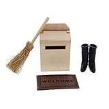 witgift Miniatur Puppenhaus Zubehör Mini Holz Briefkasten Besen...