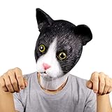 MOLEZU Nette Katze Maske Voller Kopf Halloween Maske Tierkopfmaske...